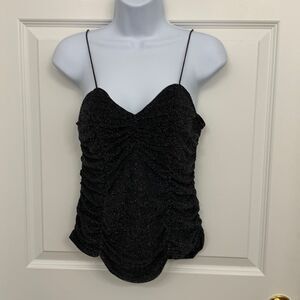 Cocktail spaghetti strap sext top black & silver